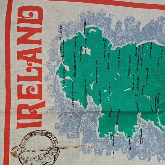 Vintage Irish Linen Map Tea Towel Ireland NWOT 1980 Tapestry - Picture 2 of 7